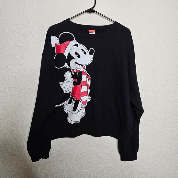 Disney Mickey black christmas sweater cropped Plus size XXL - Picture 1 of 4